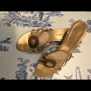 Andrew Geller 2” sandals, size 8m Burnished gold